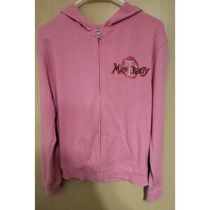 Vintage Disney Mad Tea Party Hoodie Women’s Xlarge Y2K Pink Alice In Wonderland